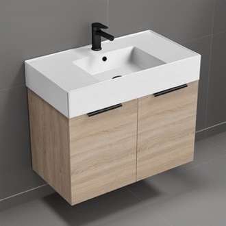 Bathroom Vanity Floating Vanity, Modern, Brown Oak, 32 Inch Nameeks DERIN580
